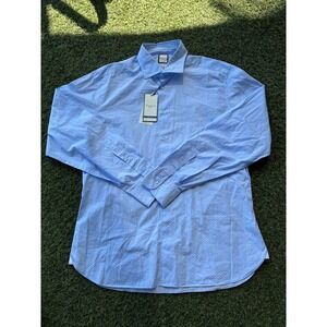 Camicissima Light Blue Printed Poplin Shirt Comfort Fit Trendy Mens Size 40